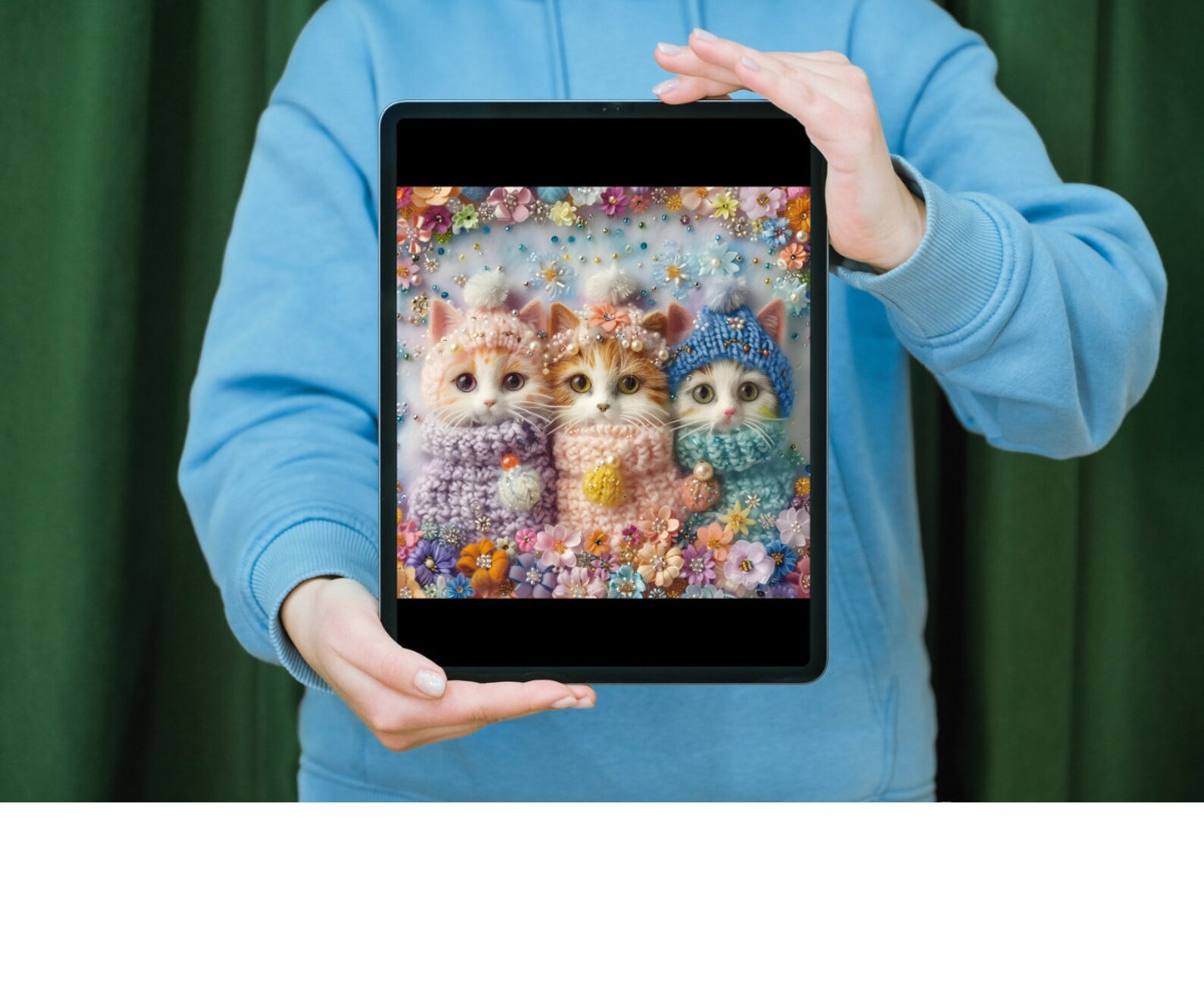 3D Cute Meow Tile Pattern Paper, Crochet and Knitted Style, Digital ...