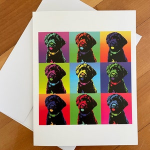 Conjunto de 10 cartões de nota do cão de água português