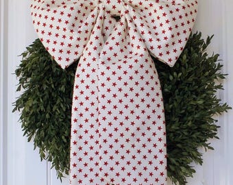 Large 4th of July Wreath Bow Under the Stars Patriotic Oversized Fabric Bow