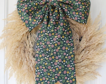 Large Fall Wreath Bow Forest Bloom Oversized Home Decor Fabric Bow