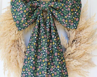Large Fabric Bow for Wreath Fall Bow Fall Decor Floral Bow Oversized Bow Home Decor Forest Bloom Fabric Bow