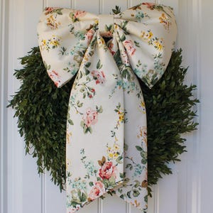 Large Spring Summer Wreath Bow Garden Party Oversized Home Decor Fabric Bow