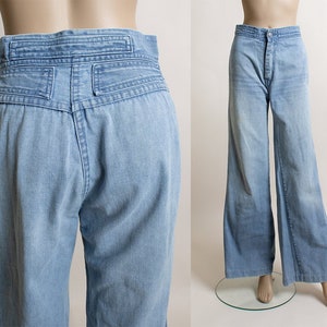 Blue Flared Boho Pants Women Denim Jeans Hippie Clothing Gypsy