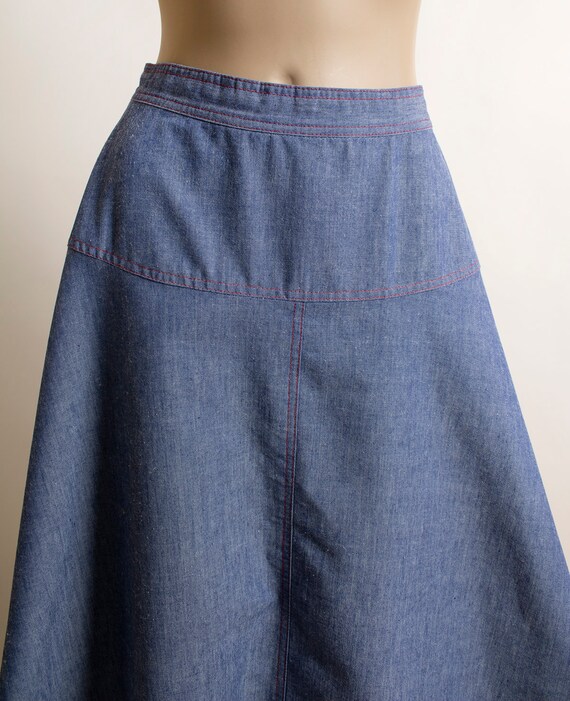 Vintage 1970s Cotton Jean Skirt - Blue Denim Look… - image 6