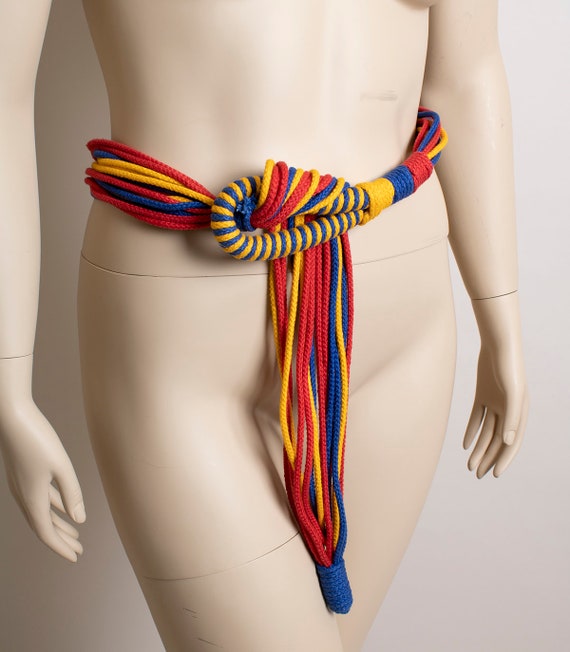 Vintage Red Yellow Blue Rope Belt - Funky Fun Pri… - image 7