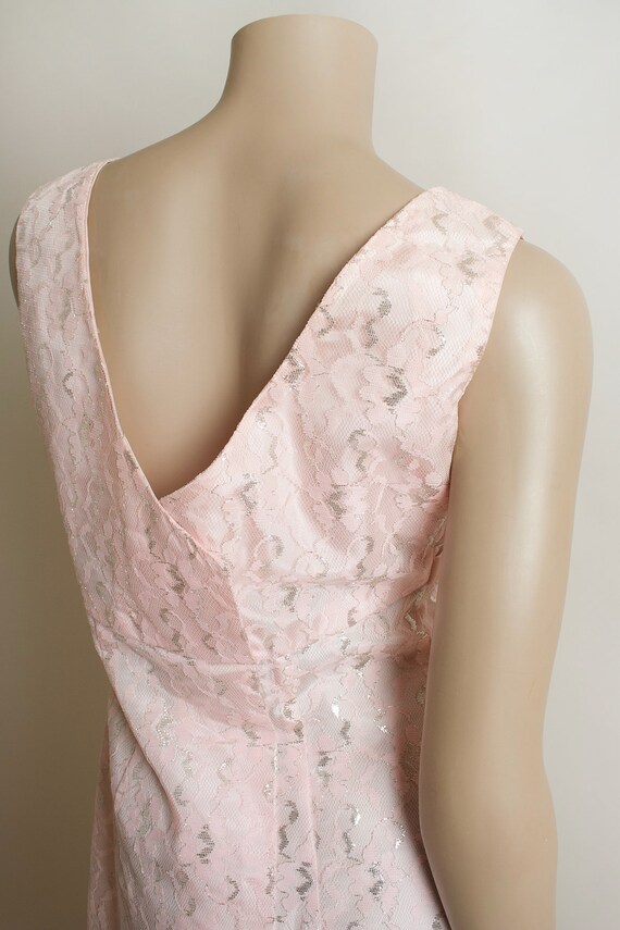 Vintage 1960s Party Dress - Light Pastel Pink Sil… - image 7