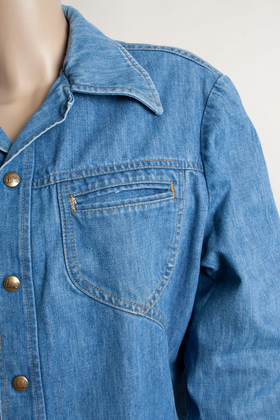 Vintage 1970s Denim Jacket - Lee Set Medium Blue … - image 3