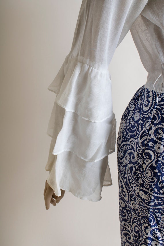 Vintage 1960s Mini Dress - Sheer White Long Sleev… - image 5