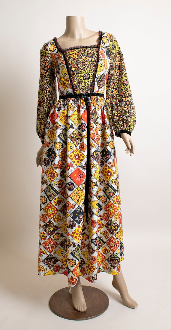 Precious Rare 1970s Candy Jones Cotton Lace Maxi Dress