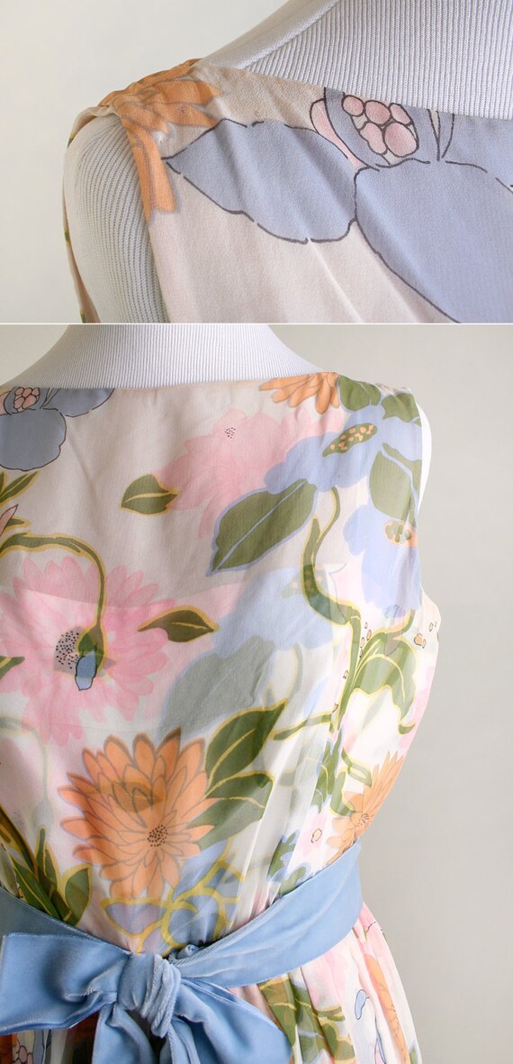Vintage 1960s Floral Dress Botanical Saks Fifth Avenue Summer