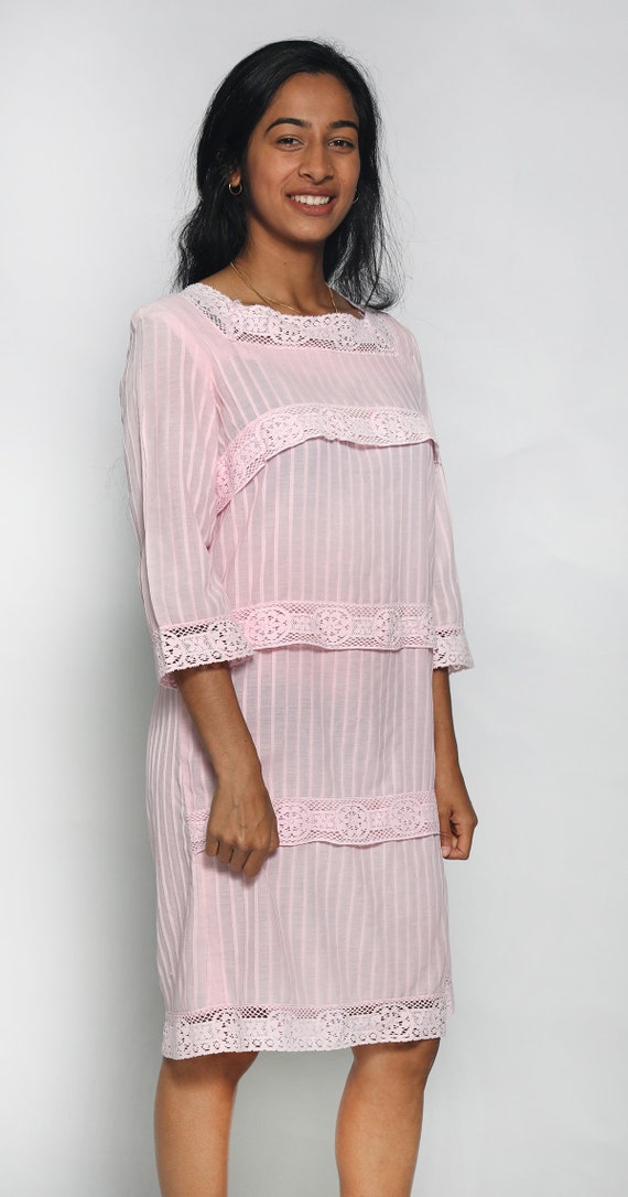 Vintage 1960s Dress - Pastel Pink Pleated Tiered … - image 4