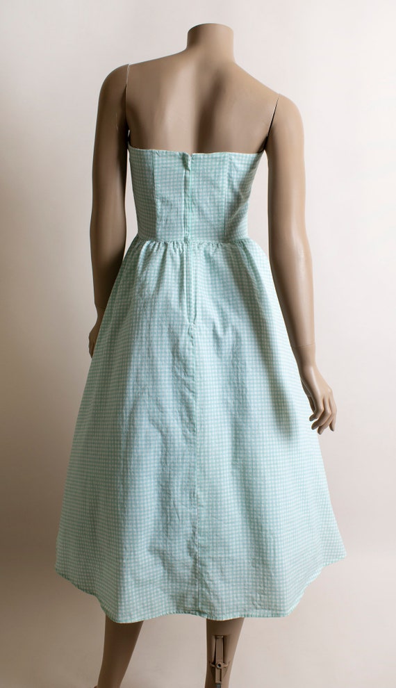 Vintage Gunne Sax Dress - Strapless 1980s Teal Se… - image 4