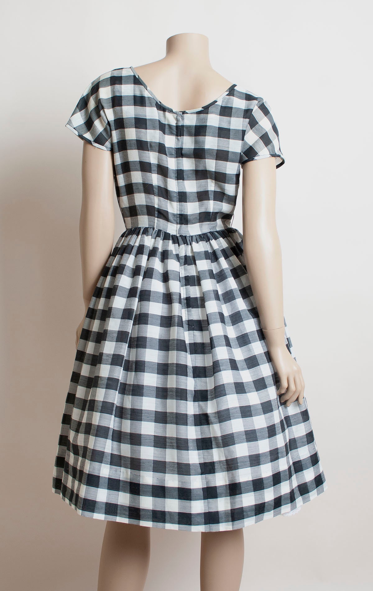 50s/60s Brown And White Cotton Gingham Dress Matching Coat By Frederick & Nelson