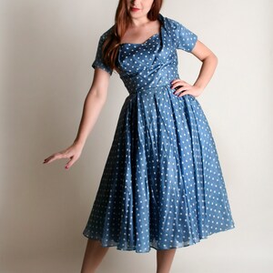 sky blue polka dot dress