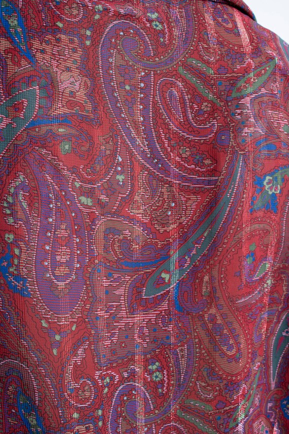 Vintage 1980s Paisley Print Blouse - Maroon Burgu… - image 9