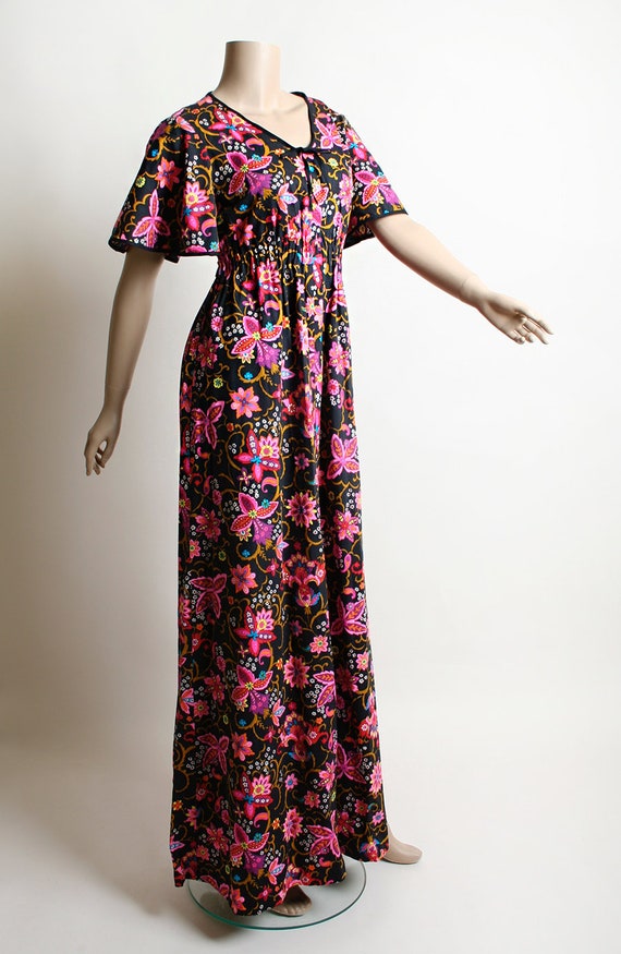 Vintage 1960s Maxi Dress - Psychedelic Hot Pink F… - image 3