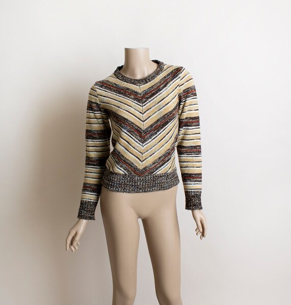 Vintage 1970s Striped Sweater - Cozy Autumn Fall F