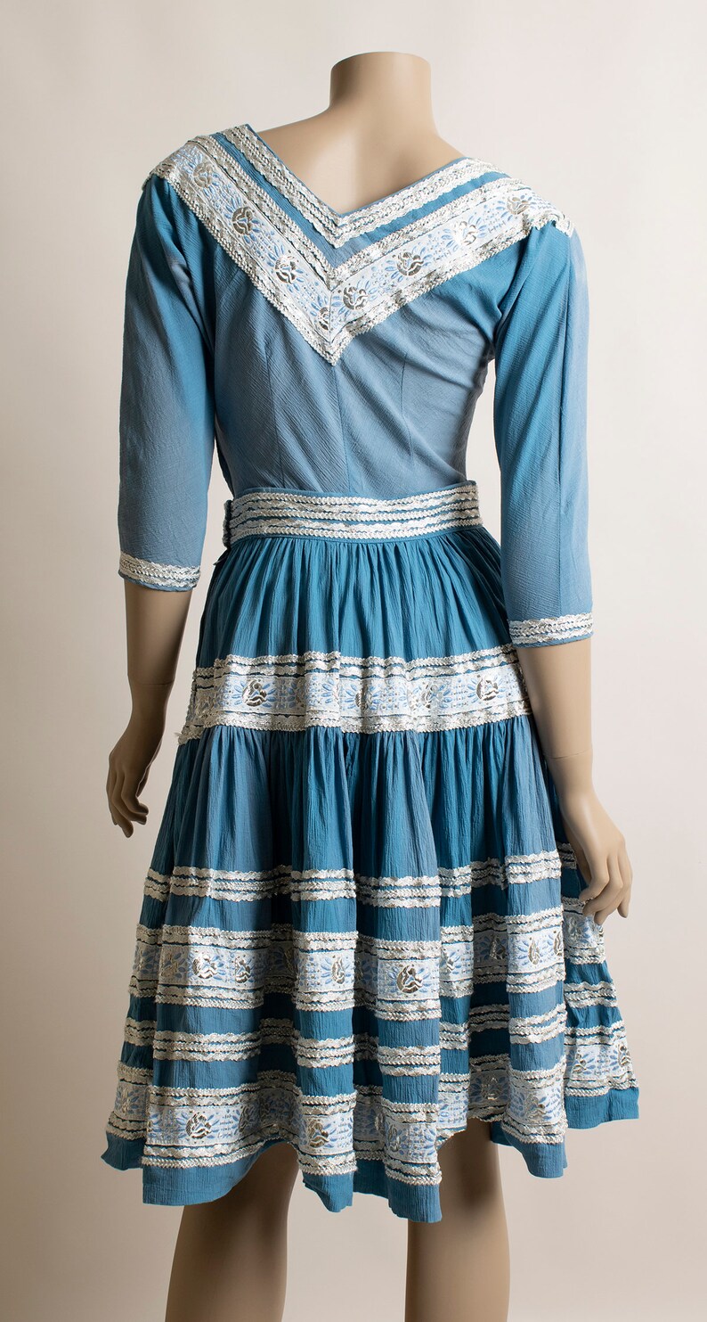 Vintage 1950s Patio Set Cornflower Blue Skirt & Blouse Set - Etsy