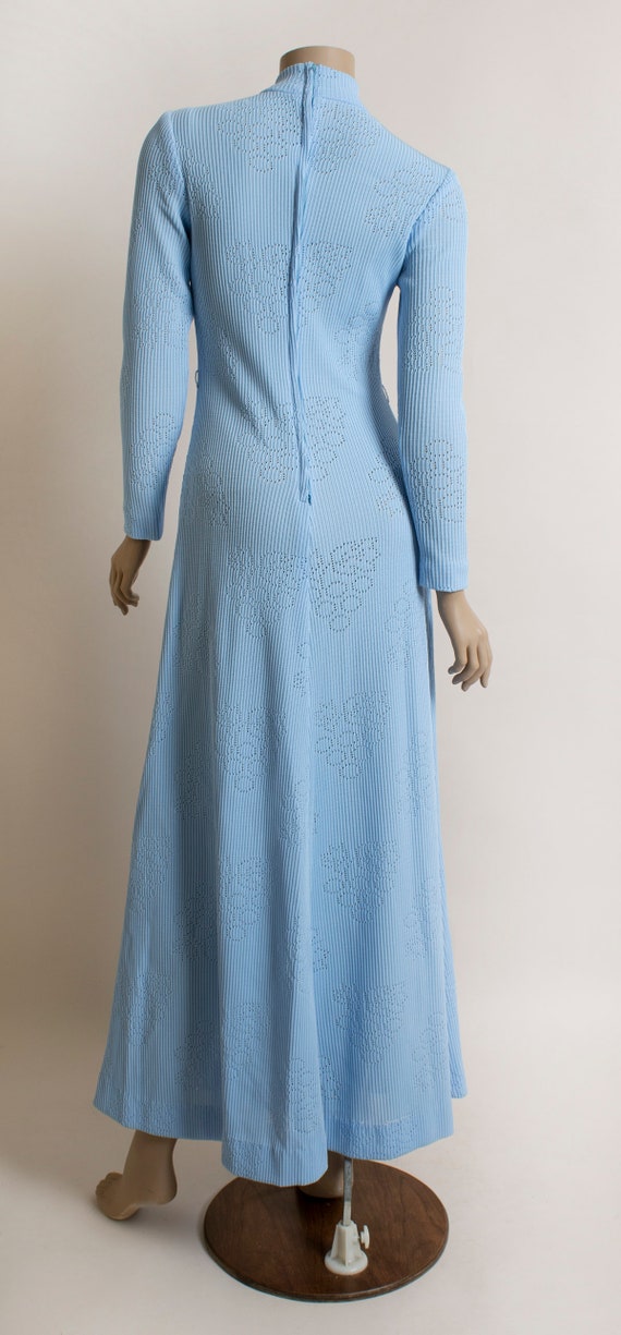 Vintage 1970s Maxi Dress - Light Powder Sky Blue … - image 4