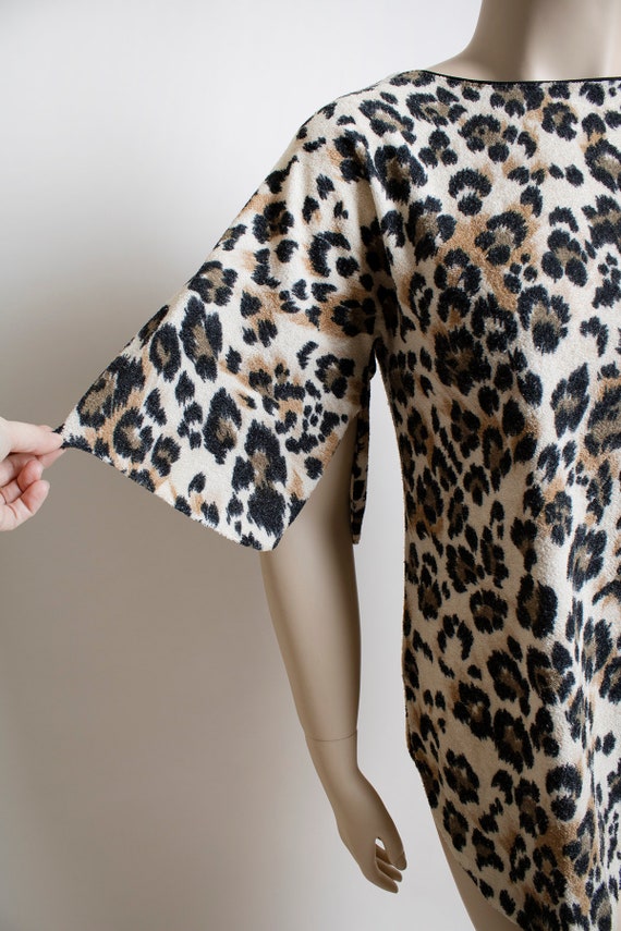Vintage Lucie Ann Leopard Print Terry Cloth Top -… - image 2