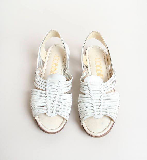 all white leather huaraches