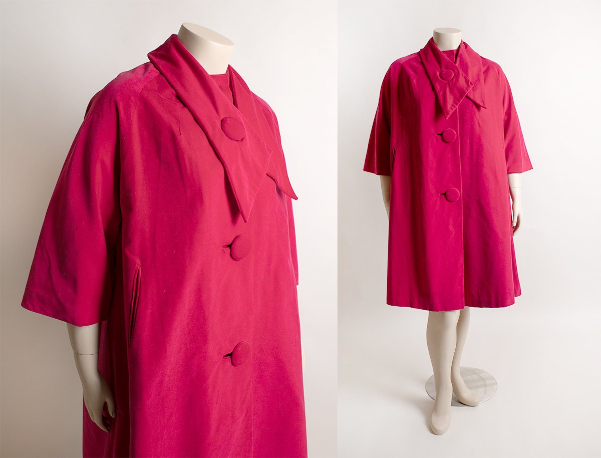 Vintage Velvet Hot Pink Lining Coat - OS