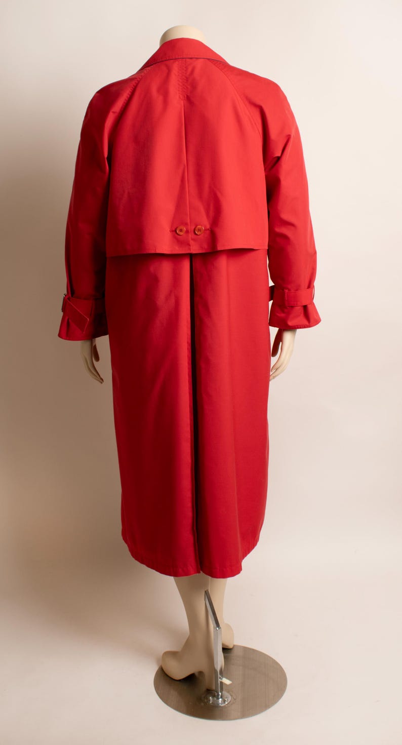 Large Red Button Clicker Vintage London Fog Trench Coat - Cherry Red Button up Maxi Long Length ...