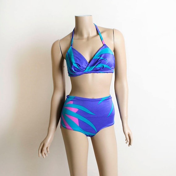 Vintage 1970s Bikini - Jantzen Purple Tropical Pri