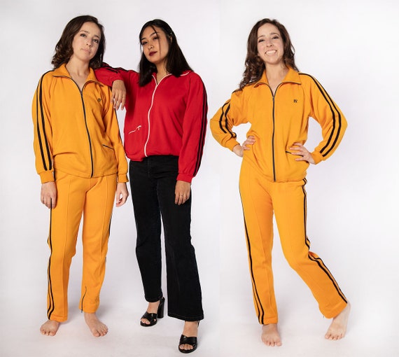 Vintage Tracksuit - Mustard Yellow 1970s Striped A