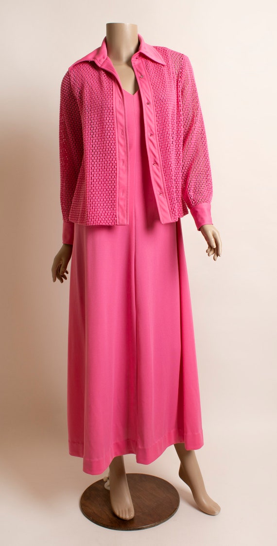 Vintage 1970s Barbie Pink Maxi Dress with Jacket … - image 6