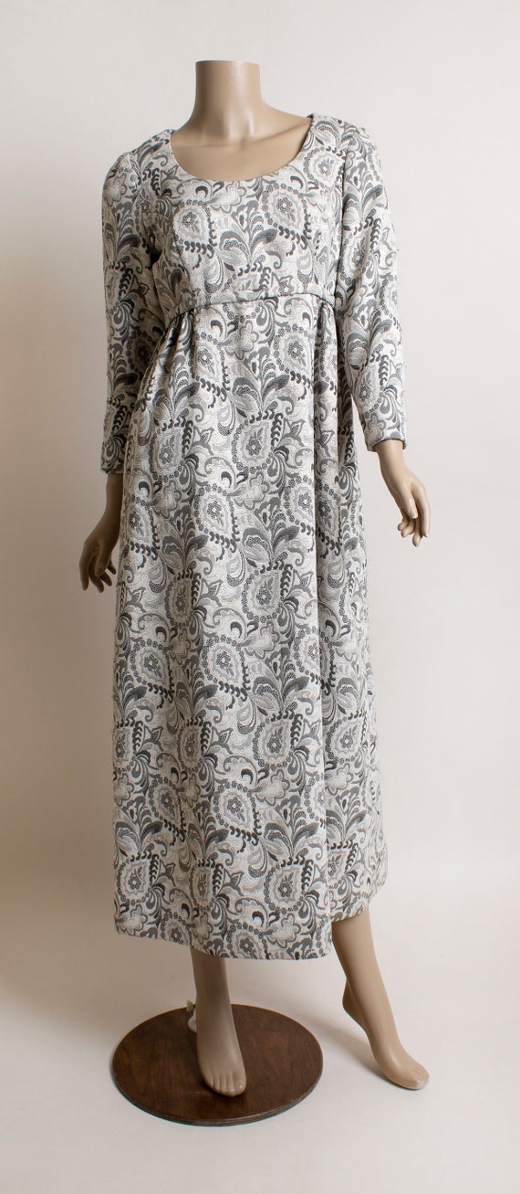 Vintage Paisley Print Maxi Dress - 1960s 70s styl… - image 3
