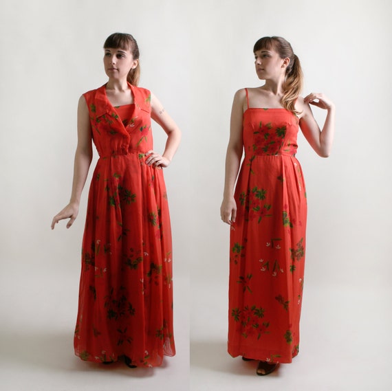 floral chiffon overlay dress