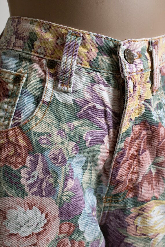 ボトムス vintage Flower bubble shortall Retro Mushroom & Hippie Daisy Floral Cotton Short Overalls