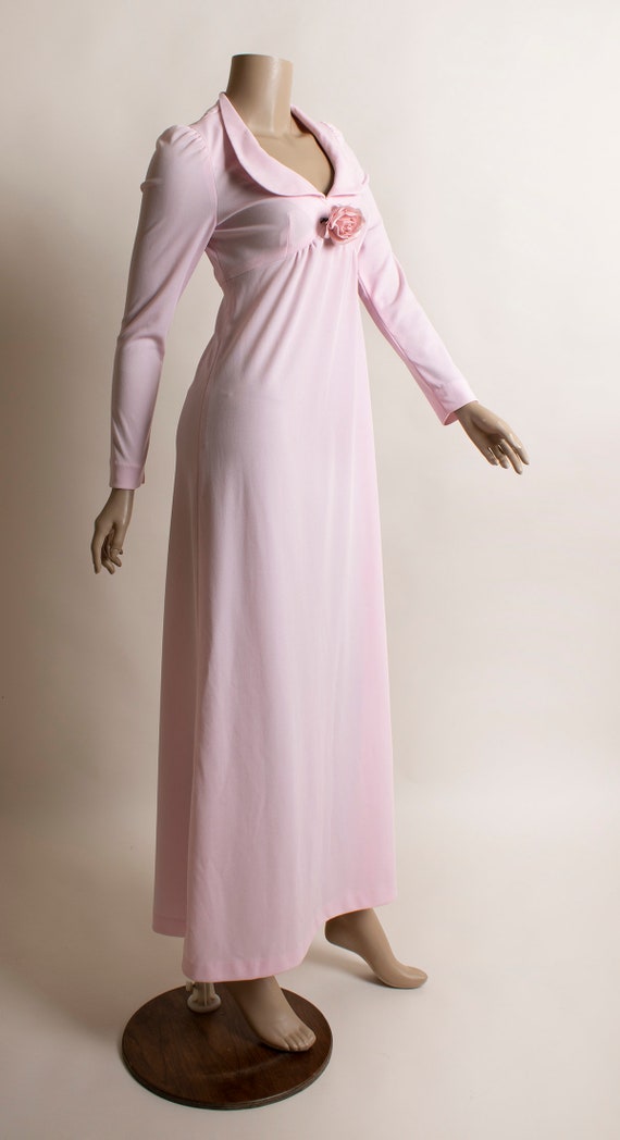 Vintage 1970s Pink Maxi Dress with Open Back - Fl… - image 2