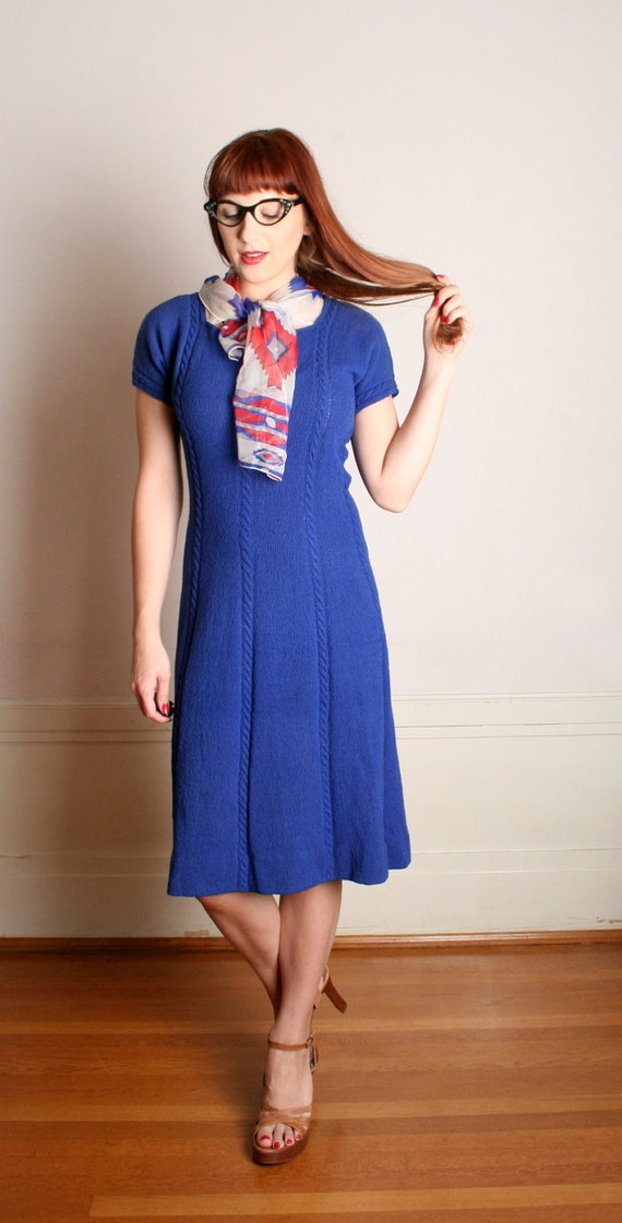 royal blue knit dress