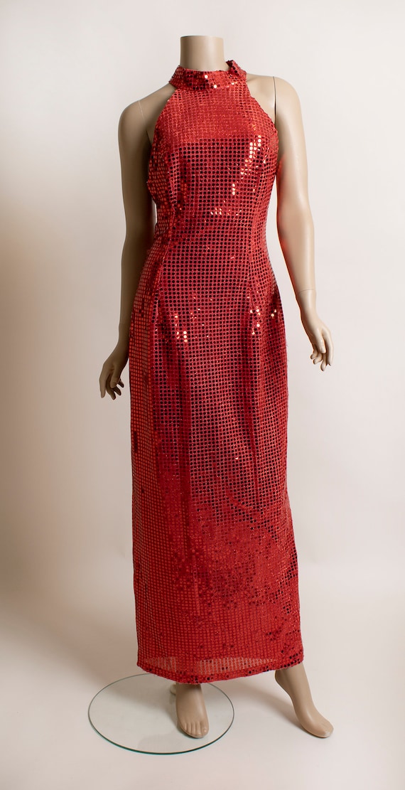 Vintage 1980s Fully Sequined Maxi Gown - Cherry R… - image 2