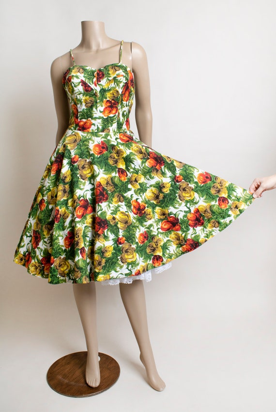 Vintage 1960s Floral Sundress - Lace-Up Back Cors… - image 4