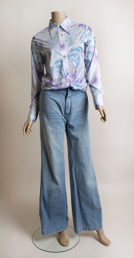Vintage 1970s Flared Bell Bottom Denim Jeans - Li… - image 7