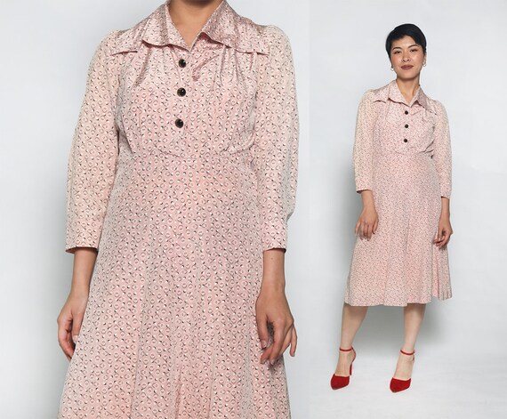 Vintage 1950s Pink Dress - Mid Century Circle Nove