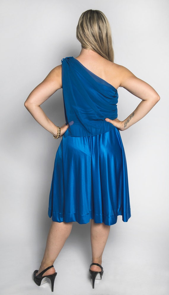 Vintage 1970s Disco Dress - Royal Blue One Should… - image 3