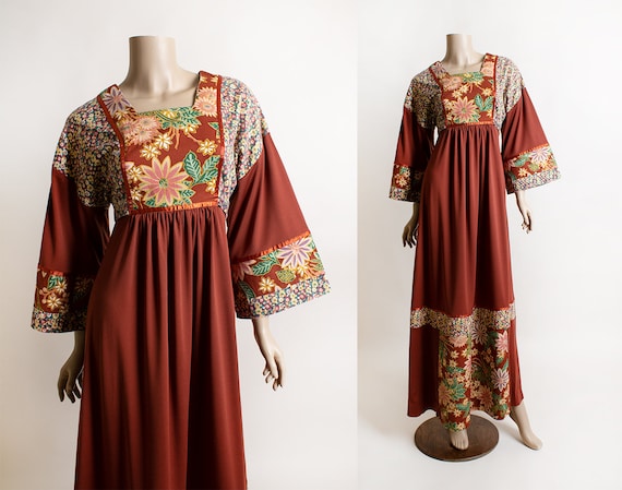 Vintage 1970s Maxi Prairie Dress Young Edwardian … - image 1
