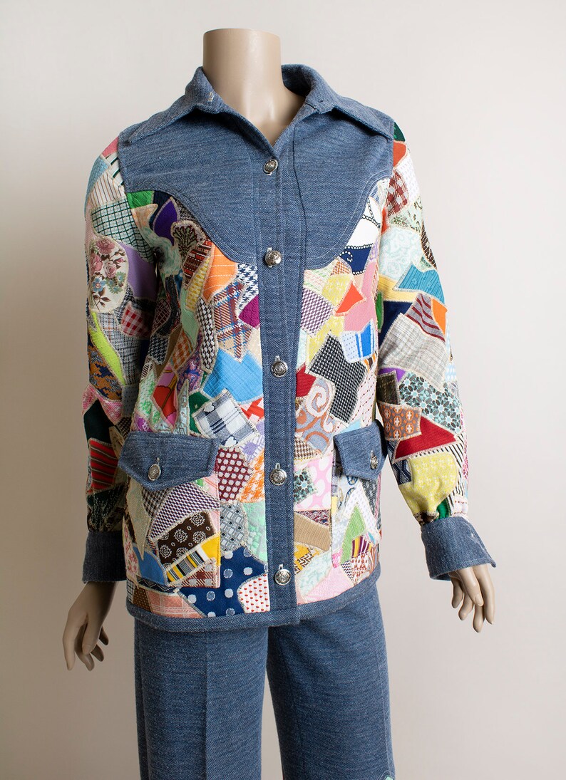 Vintage 1970s Patchowrk Jacket & Flare Pants Set Rainbow - Etsy