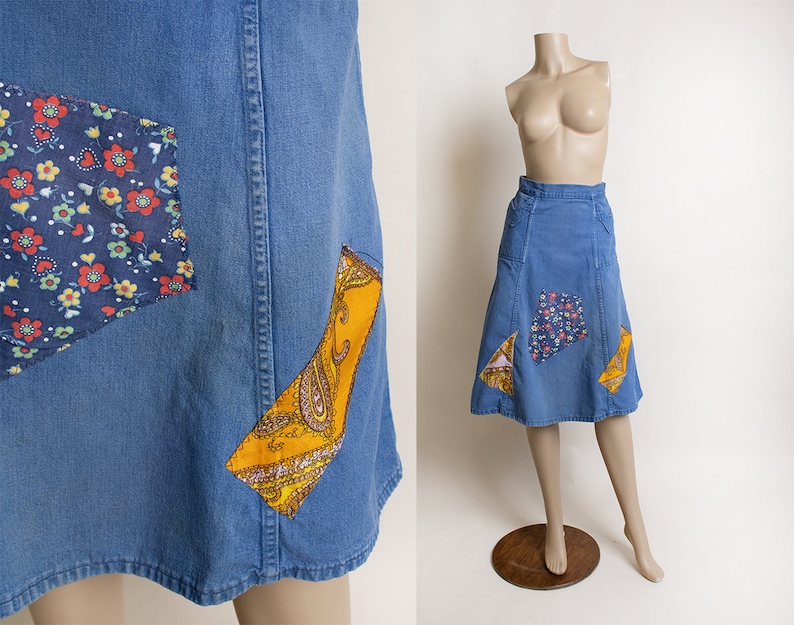 Vintage 70’s blue jean strawberry skirt M Catherine Carr main image 0