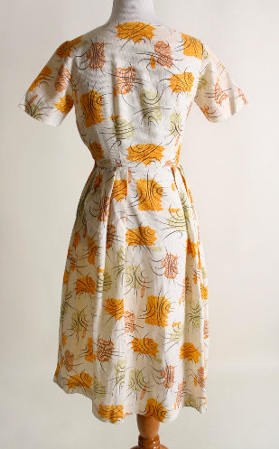 Vintage 1950s Dress - Floral Atomic Starburst Nov… - image 3