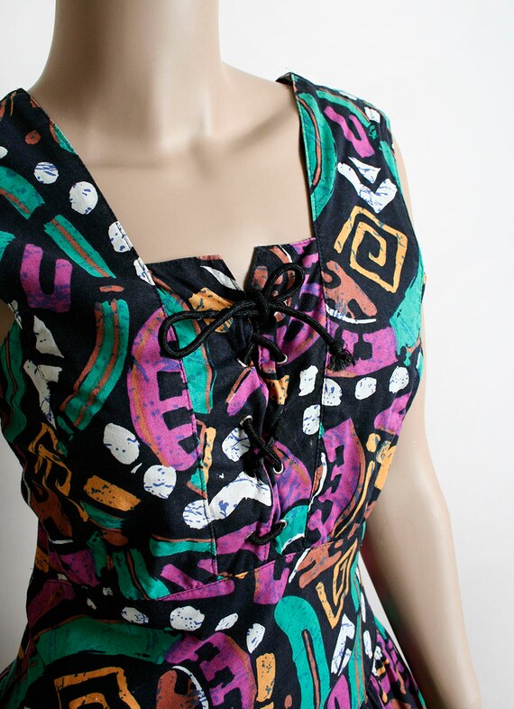 Vintage 1950s Style Dress - 1980s Does 50s Wild P… - image 3