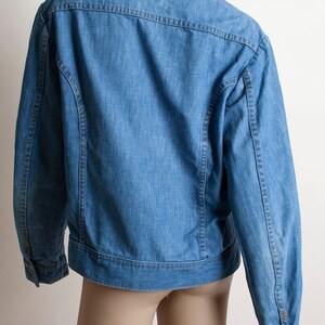 Vintage 1970s Denim Jacket Lee Set Medium Blue Jean Jacket Mens Unisex Snap Button Front Medium Large image 7