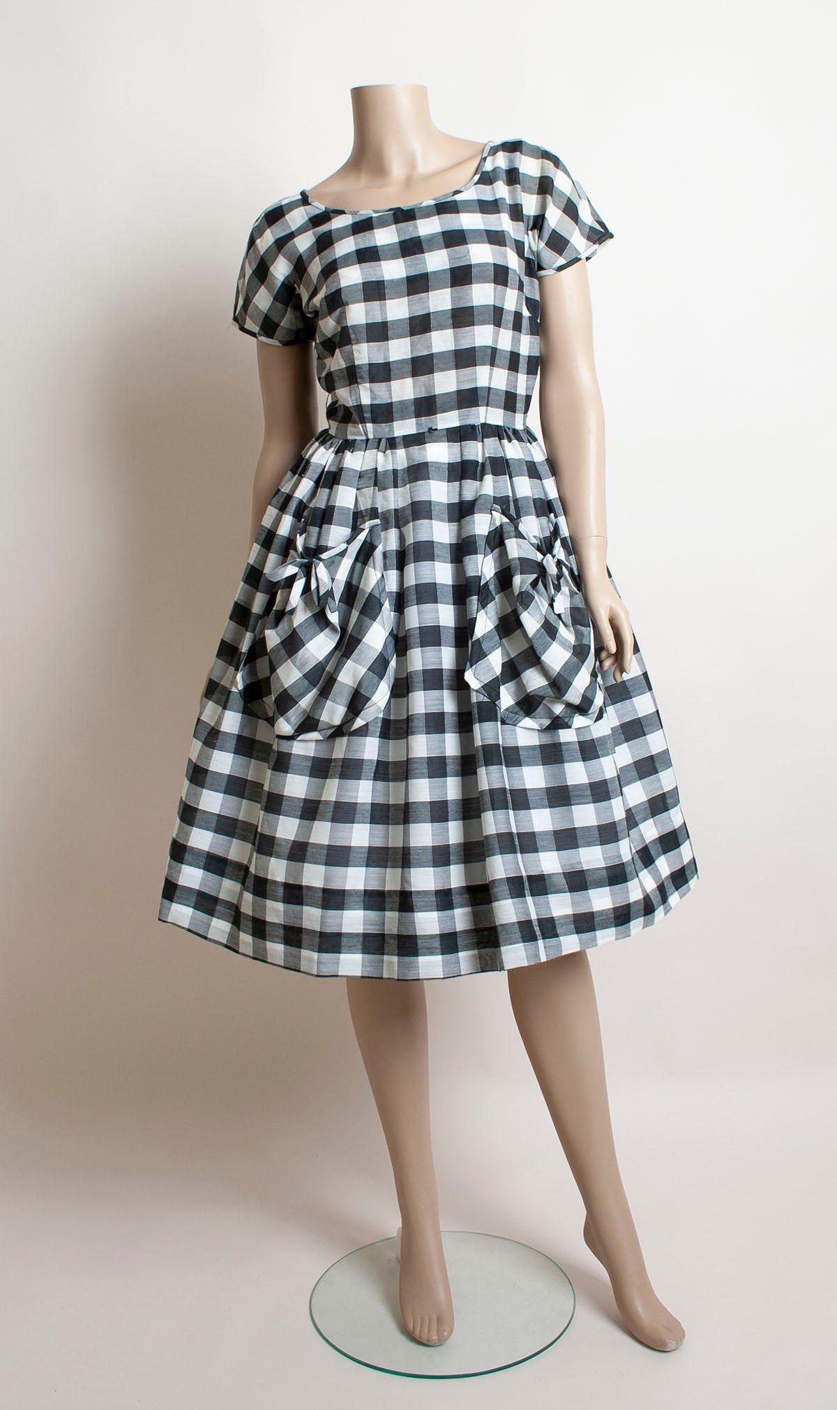 50s/60s Brown And White Cotton Gingham Dress Matching Coat By Frederick & Nelson main image 1