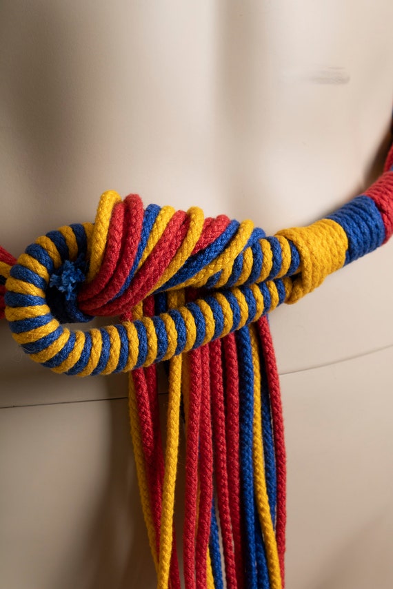 Vintage Red Yellow Blue Rope Belt - Funky Fun Pri… - image 5