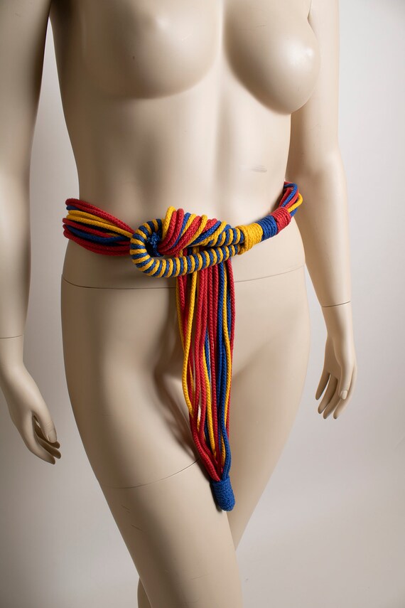 Vintage Red Yellow Blue Rope Belt - Funky Fun Pri… - image 4