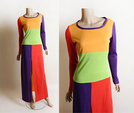 Vintage 1970s Maxi Dress - Ellen Tracy Colorful Co